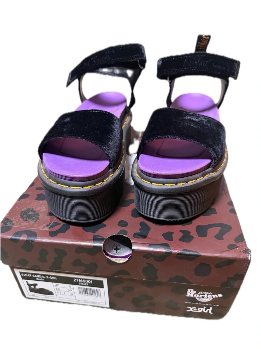 Dr. Martens Black Velvet Platform Sandals X-Girl Limited Collab